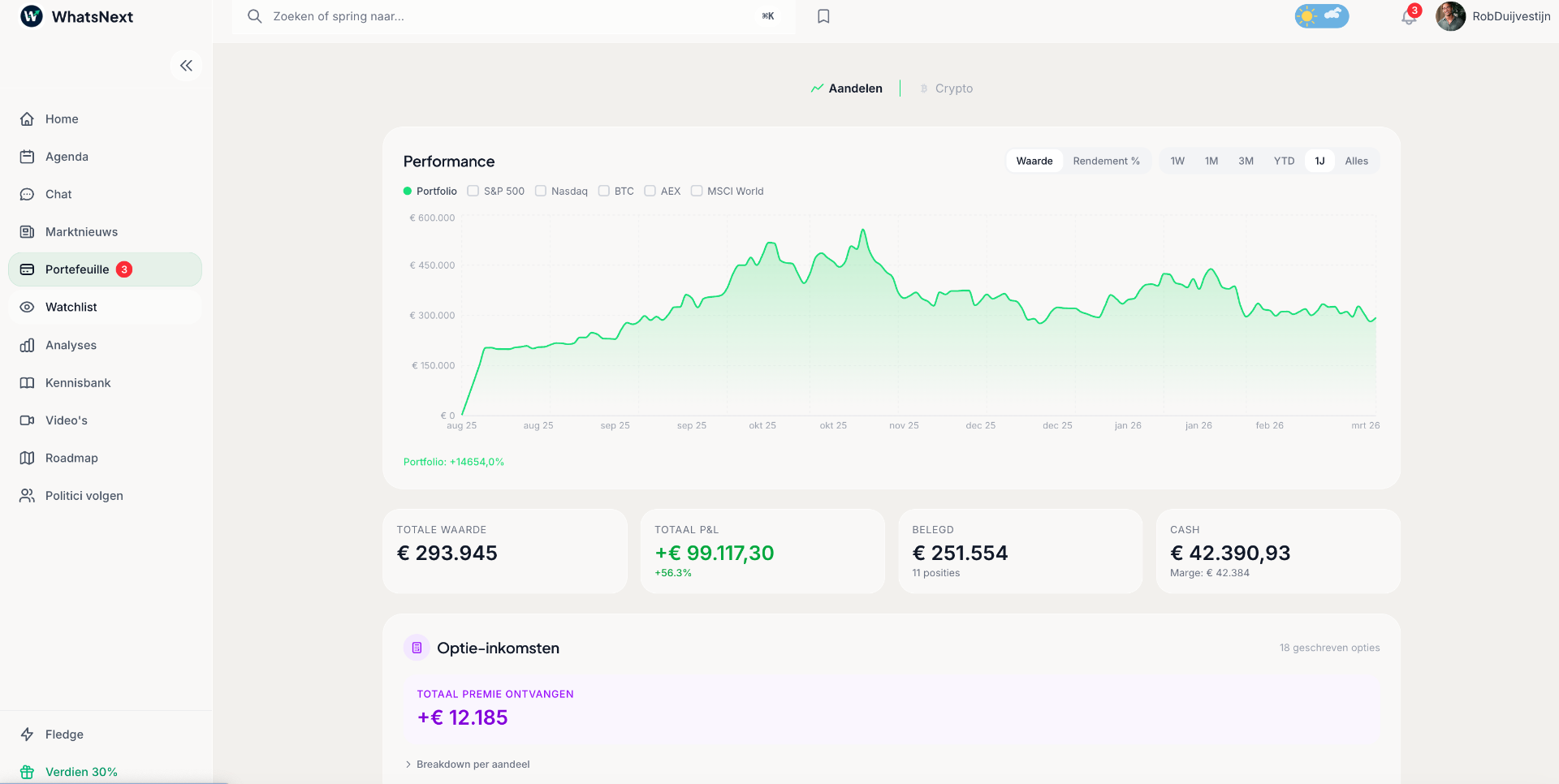 Live portfolio volgen